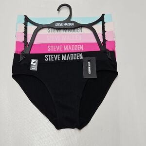 Steve Madden Woman's Black, Pink, and Blue Panty Set